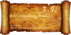 Königsberg Irma névjegykártya